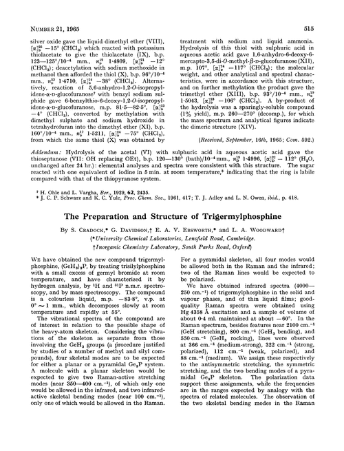 The preparation and structure of trigermylphosphine