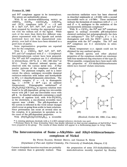 The interconversion of some µ-alkylthio- and alkyl-trithiocarbonato-complexes of nickel