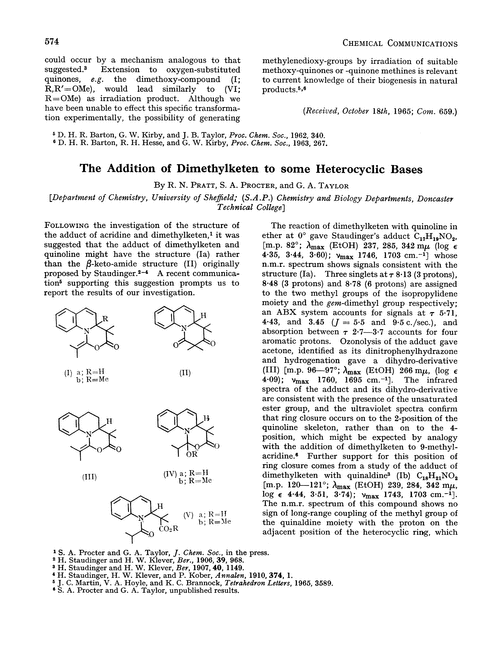 The addition of dimethylketen to some heterocyclic bases