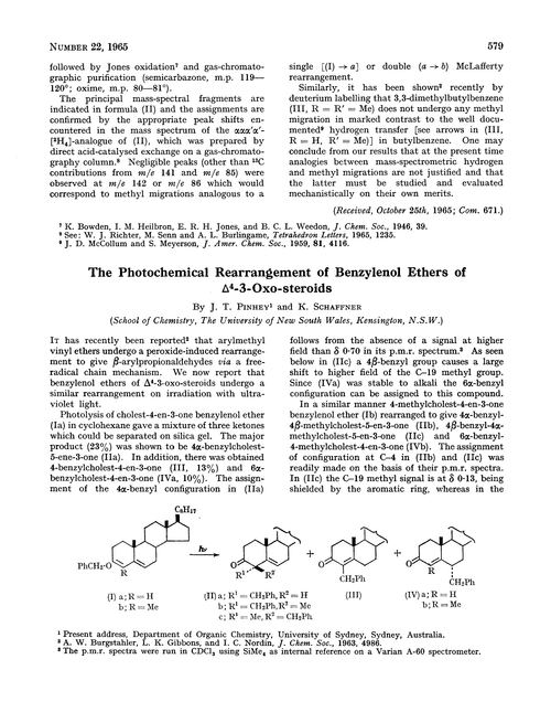 The photochemical rearrangement of benzylenol ethers of Δ4-3-oxo-steroids