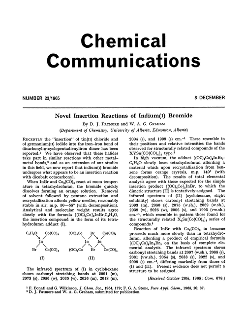 Novel insertion reactions of indium(I) bromide