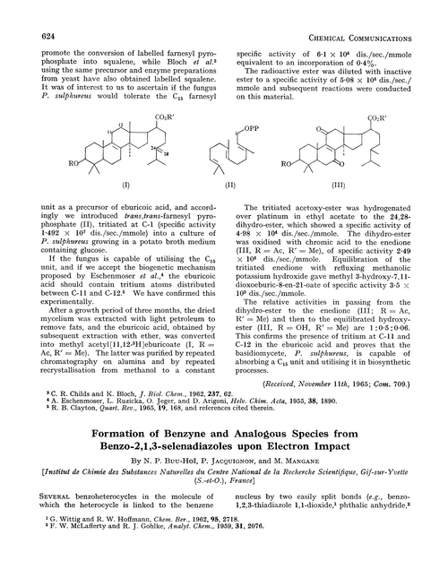 Formation of benzyne and analogous species from benzo-2,1,3-selenadiazoles upon electron impact