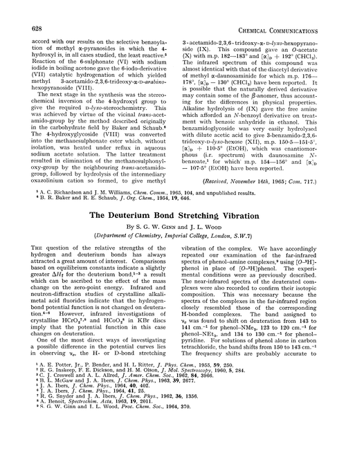The deuterium bond stretching vibration