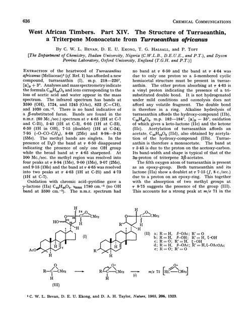 West African timbers. Part XIV. The structure of turraeanthin, a triterpene monoacetate from Turraeanthus africanus