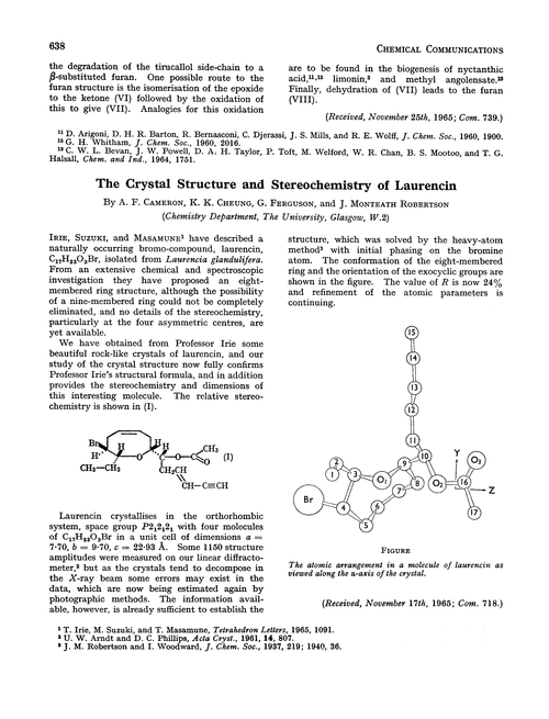 The crystal structure and stereochemistry of laurencin