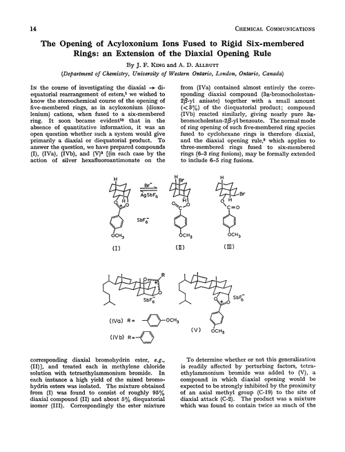 The opening of acyloxonium ions fused to rigid six-membered rings: an extension of the diaxial opening rule