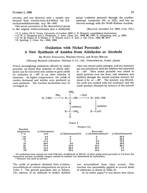 Oxidation with nickel peroxide. A new synthesis of amides from aldehydes or alcohols
