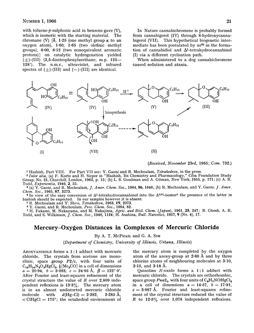 Mercury–oxygen distances in complexes of mercuric chloride