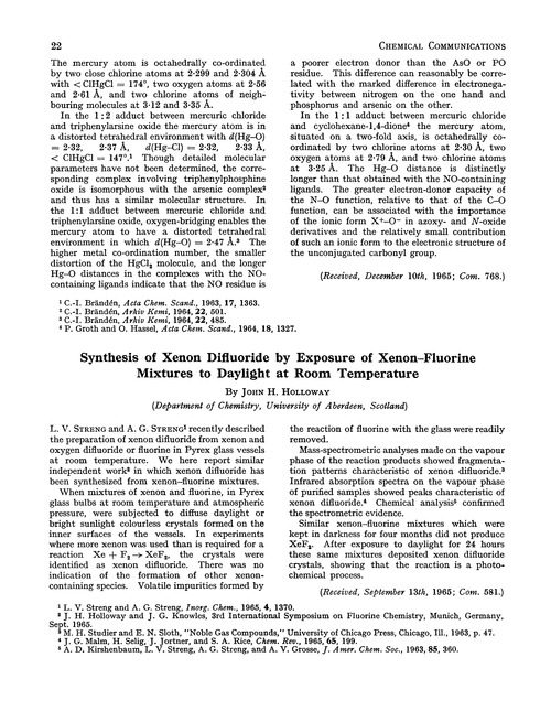 Synthesis Of Xenon Difluoride By Exposure Of Xenon Fluorine