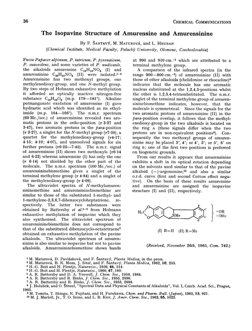 The isopavine structure of amurensine and amurensinine