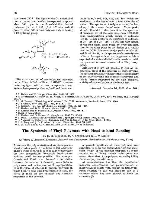 The synthesis of vinyl polymers with head-to-head bonding