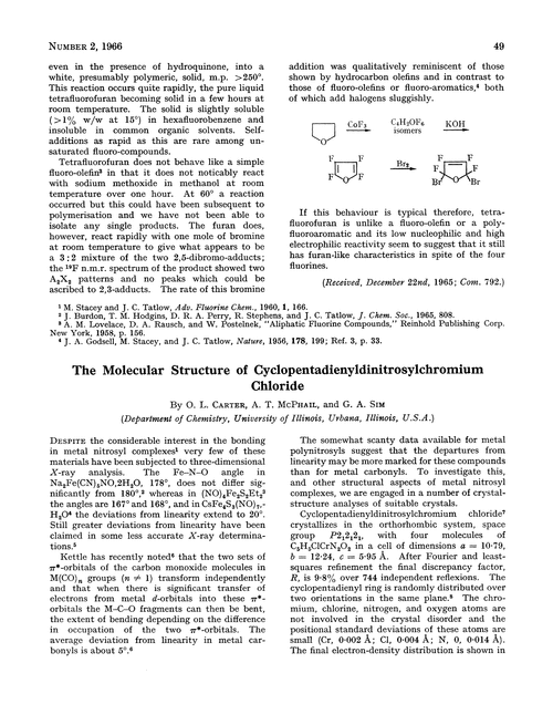 The molecular structure of cyclopentadienyldinitrosylchromium chloride