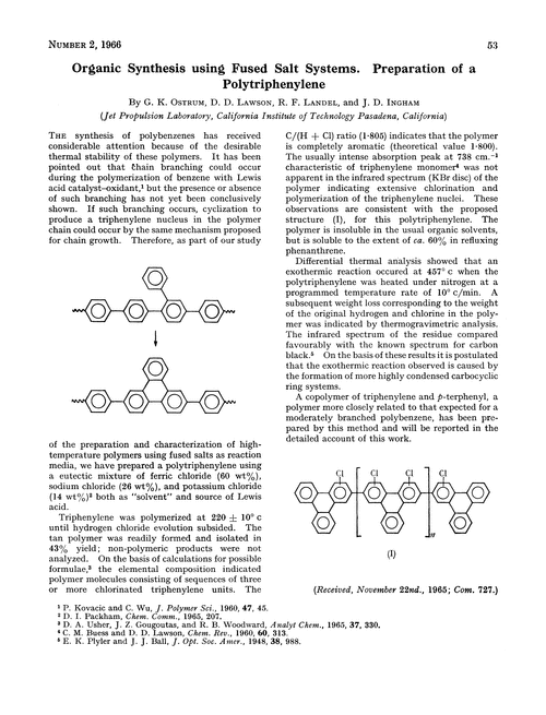 Organic synthesis using fused salt system. Preparation of a polytriphenylene