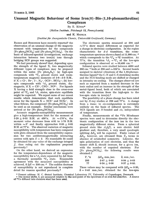 Unusual magnetic behaviour of some iron(II)–bis-(1,10-phenanthroline) complexes