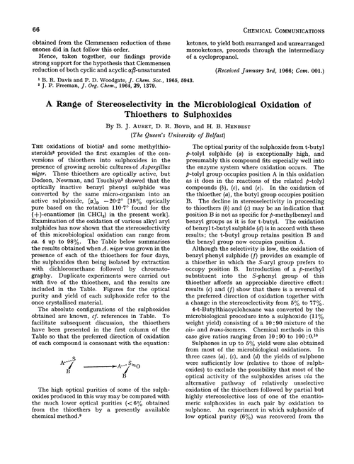 A range of stereoselectivity in the microbiological oxidation of thioethers to sulphoxides