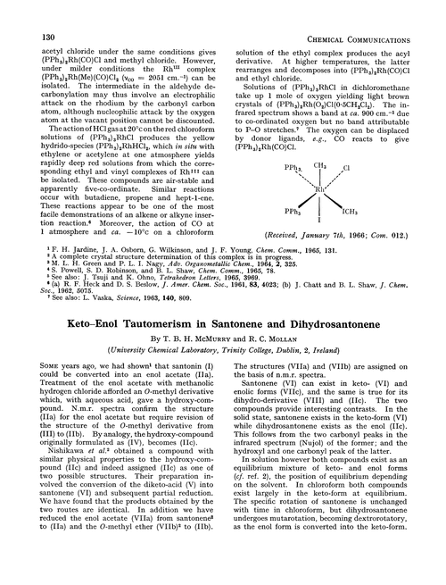 Keto–enol tautomerism in santonene and dihydrosantonene