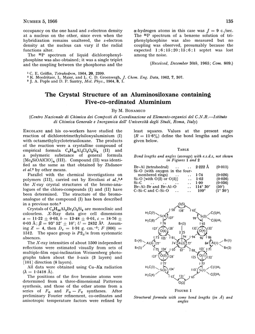 The crystal structure of an aluminosiloxane containing five-co-ordinated aluminium