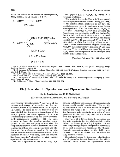 Ring inversion in cyclohexane and piperazine derivatives