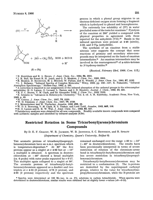 Restricted rotation in some tricarbonyl(arene)chromium compounds