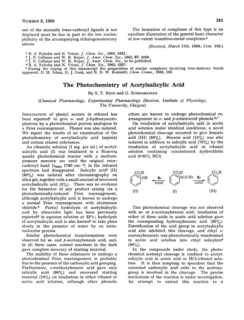 The photochemistry of acetylsalicylic acid