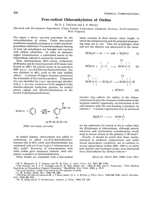 Free-radical chloroalkylation of olefins