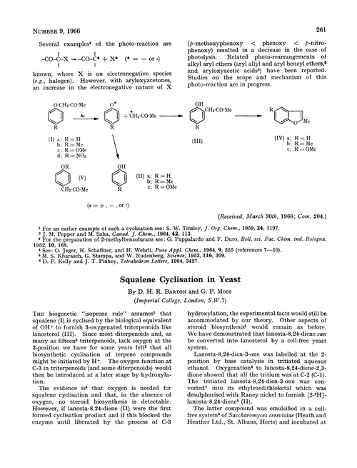 Squalene cyclisation in yeast