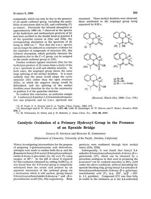 Catalytic oxidation of a primary hydroxyl group in the presence of an epoxide bridge