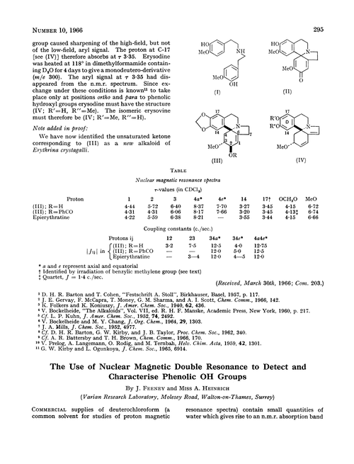 The use of nuclear magnetic double resonance to detect and characterise phenolic OH groups