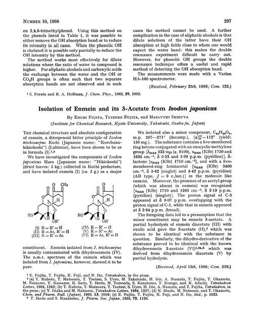 Isolation of enmein and its 3-acetate from Isodon japonicus
