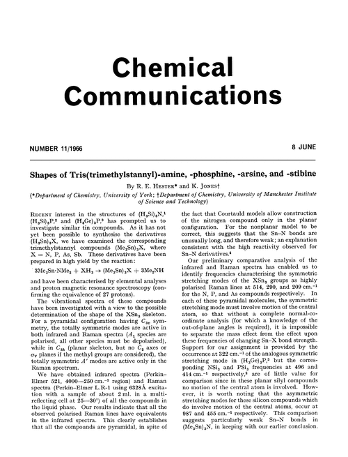 Shapes of tris(trimethylstannyl)-amine, -phosphine, -arsine, and -stibine