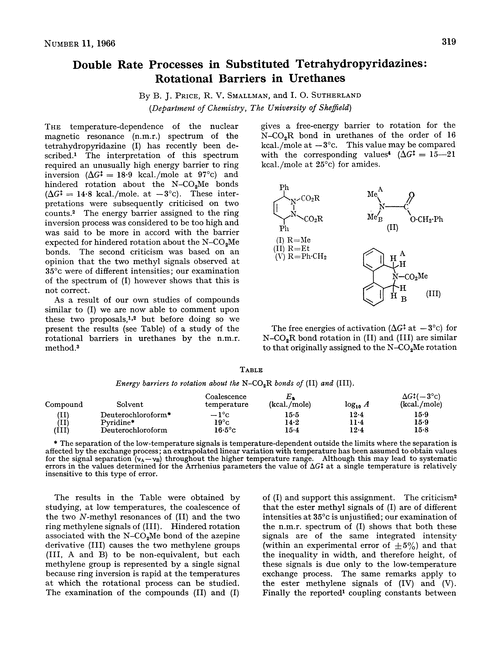 Double rate processes in substituted tetrahydropyridazines: rotational barriers in urethanes