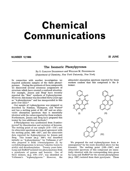 The isomeric phenylpyrenes