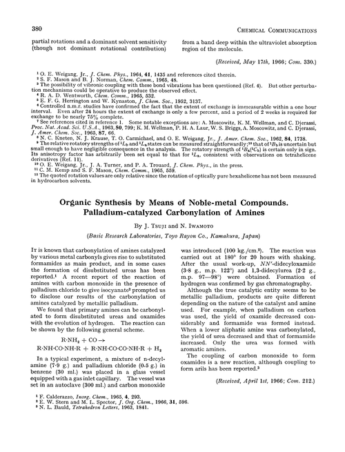 Organic synthesis by means of noble-metal compounds. Palladium-catalyzed carbonylation of amines