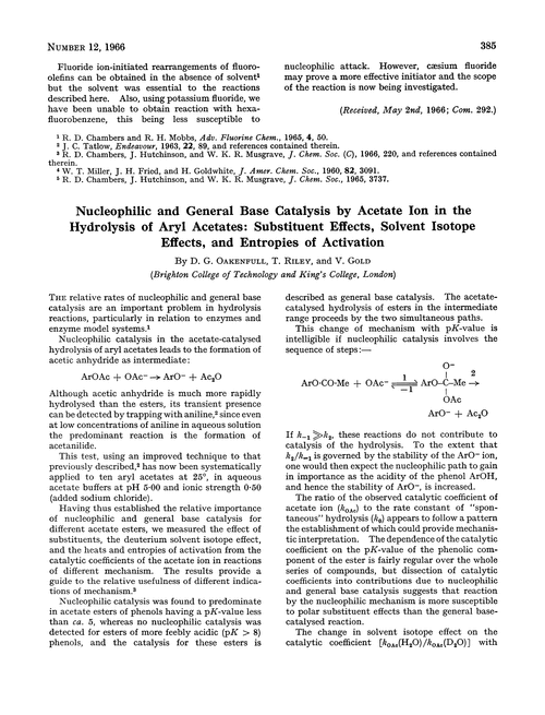 Nucleophilic and general base catalysis by acetate ion in the hydrolysis of aryl acetates: substituent effects, solvent isotope effects, and entropies of activation