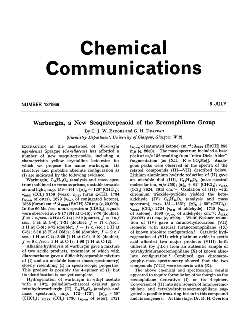 Warburgin, a new sesquiterpenoid of the eremophilane group