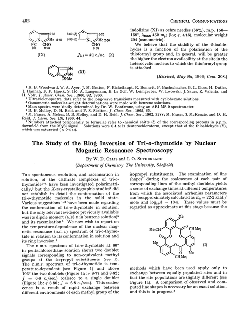 The study of the ring inversion of tri-o-thymotide by nuclear magnetic resonance spectroscopy