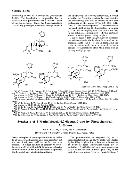 Synthesis of 6-methylbicyclo[4,2,0]octan-2-one by photochemical additions