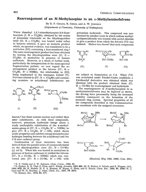 Rearrangement of an N-methylazepine to an α-methylaminofulvene