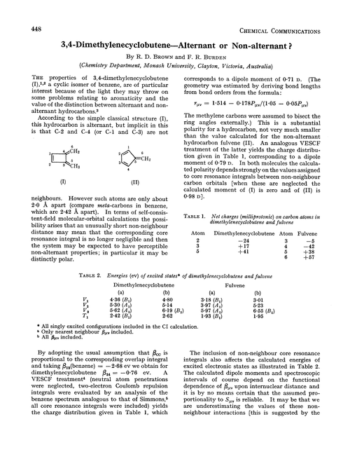 3,4-Dimethylenecyclobutene—alternant or non-alternant?