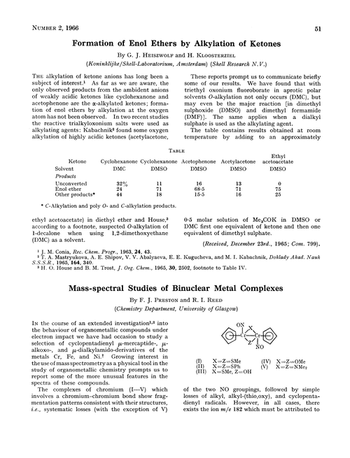 Formation Of Enol Ethers By Alkylation Of Ketones Chemical Communications London Rsc Publishing