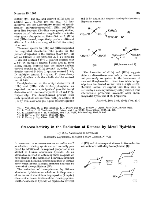 Stereoselectivity in the reduction of ketones by metal hydrides