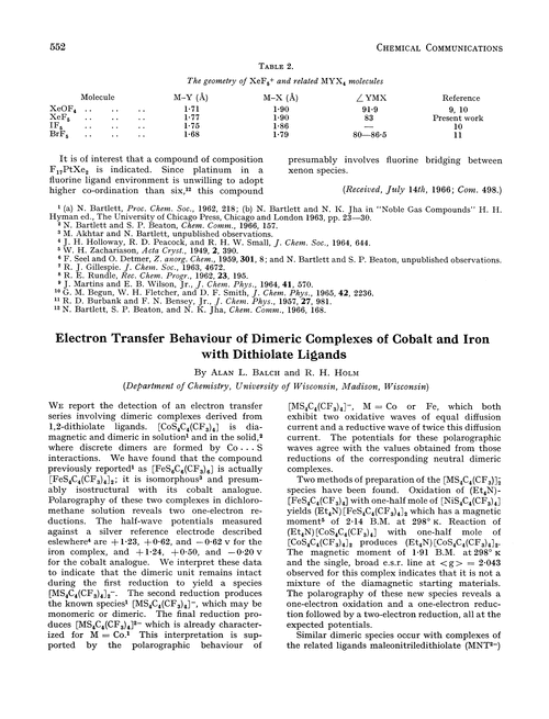 Electron transfer behaviour of dimeric complexes of cobalt with dithiolate ligands