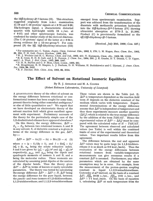 The effect of solvent on rotational isomeric equilibria