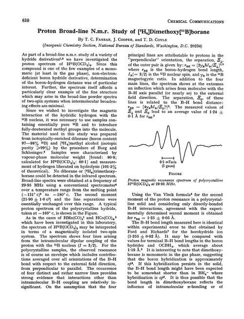 Proton broad-line n.m.r. study of [2H6]dimethoxy [11B]borane