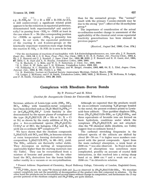 Complexes with rhodium–boron bonds