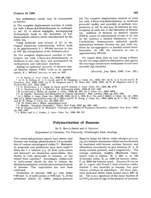 Polymerisation of benzene