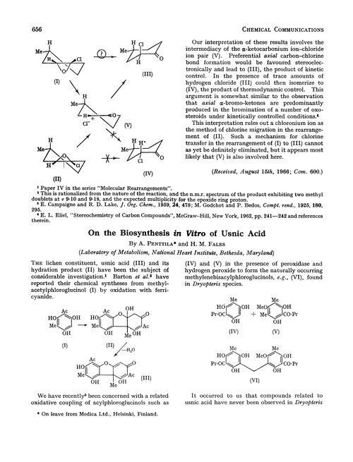 On the biosynthesis in vitro of usnic acid