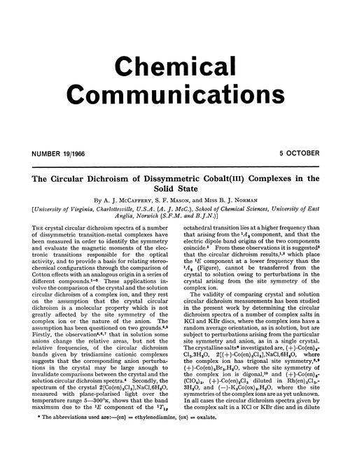 The circular dichroism of dissymmetric cobalt(III) complexes in the solid state