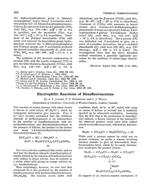 Electrophilic reactions of hexafluoroacetone