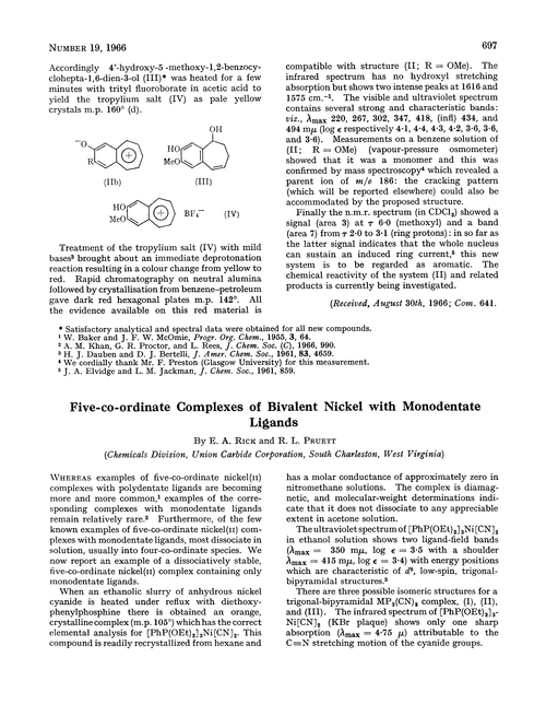 Five-co-ordinate complexes of bivalent nickel with monodentate ligands